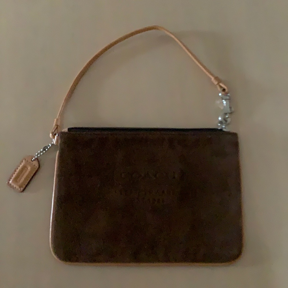 Coach Brown Suede Wristlet